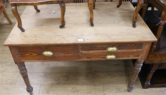 A Victorian stripped pine haberdashery table W.122cm